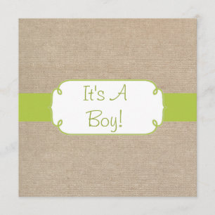 Invitación Baby Shower color verde y beige del país