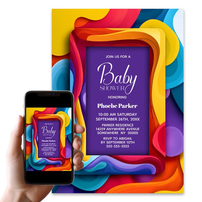 Invitación Baby Shower Colorido (Subido por el creador)