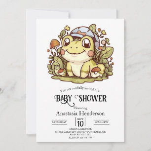 Invitación Baby Shower colorido de rana sinusal