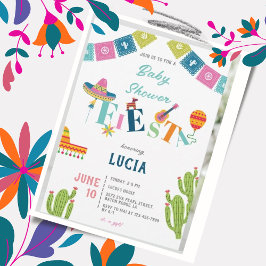 Invitación Baby Shower colorido mexicano de Fiesta Cactus