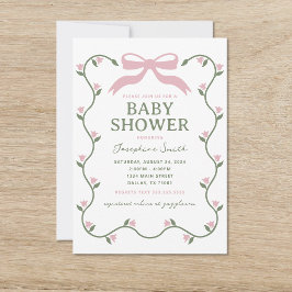 Invitación Baby Shower con Arco de Flor y Vid