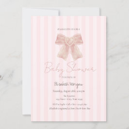 Invitación Baby Shower con bandas de color de agua rosado