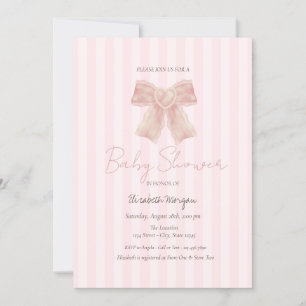 Invitación Baby Shower con bandas de color de agua rosado