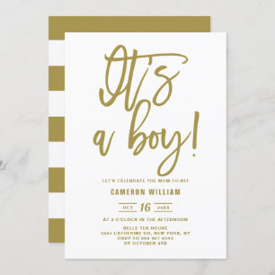 Invitación Baby Shower con carta de oro