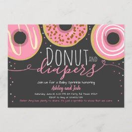 Invitación Baby Shower con código de Chica de donut y pañales