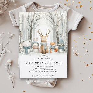 Invitación Baby Shower con código para animales de la Tierra