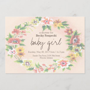 Invitación Baby Shower con costura floral