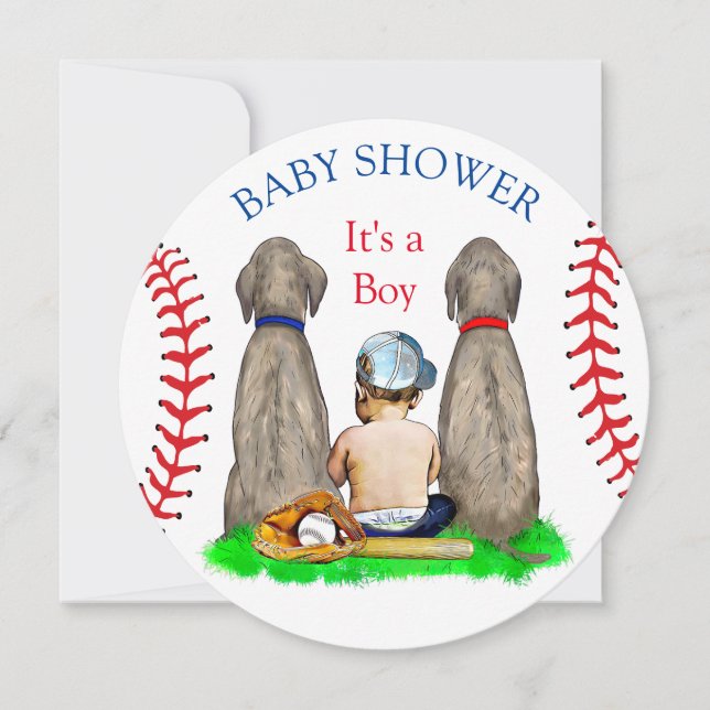 Invitación Baby Shower con el tema del béisbol infantil (Anverso)