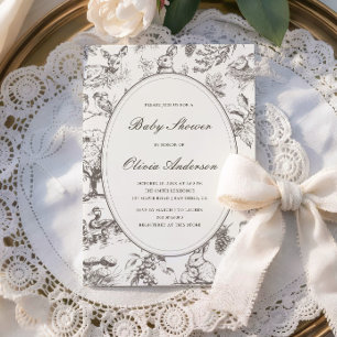 Invitación Baby Shower con Estampado de Bosque Esbozado