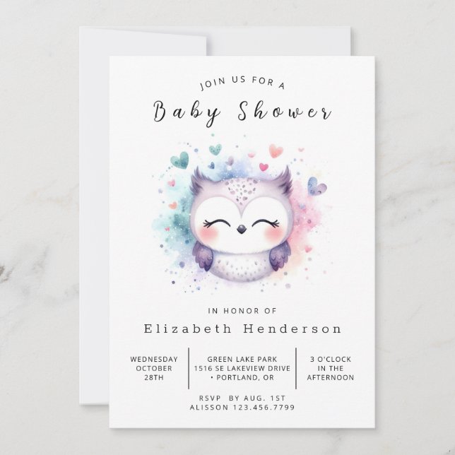 Invitación Baby Shower con estilo de moda (Anverso)