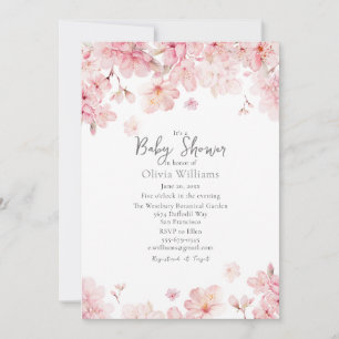 Invitación Baby Shower con flores de cerezo rosado