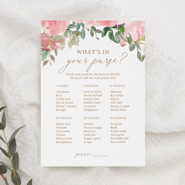 Invitación Baby Shower con flores rosadas qué hay en tu juego (Subido por el creador)