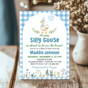 Invitación Baby Shower con globo azul de Goose