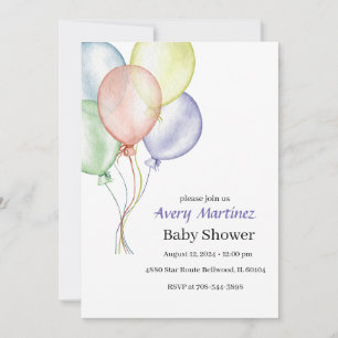 Invitación Baby Shower con globo de colores