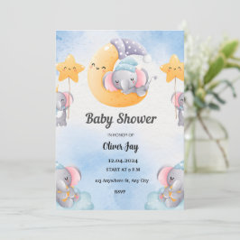 Invitación Baby Shower con iluminación azul claro
