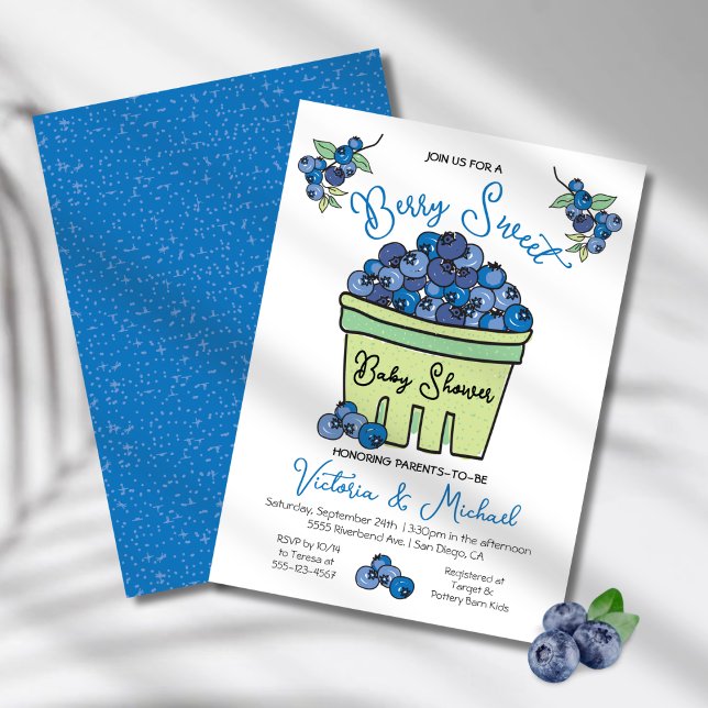 Invitación Baby Shower con la mano de Berry Sweet Blueberry (Subido por el creador)