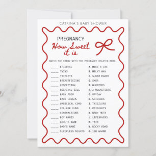 Invitación Baby Shower con Lazo Rojo - Nombre Editable, 5x7