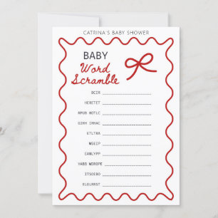 Invitación Baby Shower con Lazo Rojo - Nombre Editable, 5x7