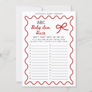 Invitación Baby Shower con Lazo Rojo - Nombre Editable, 5x7