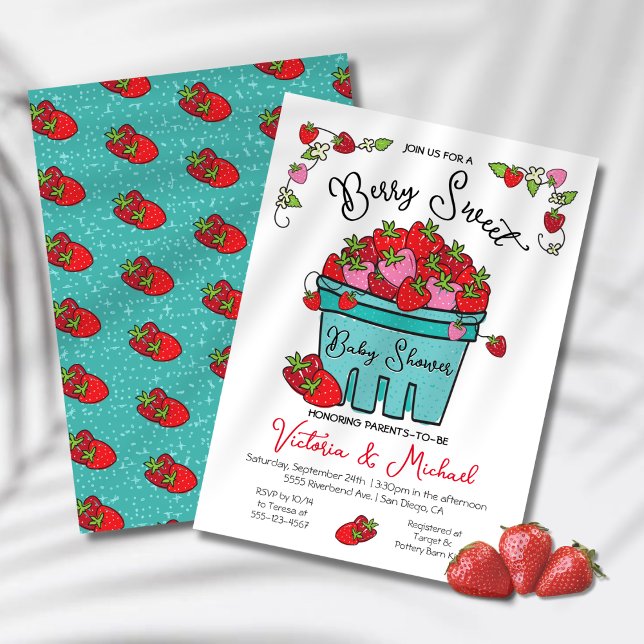 Invitación Baby Shower con mano de fresa dulce de Berry (Subido por el creador)
