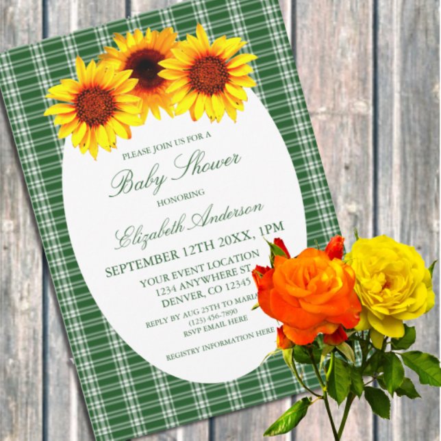 Invitación Baby Shower con placa de girasol (Subido por el creador)