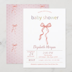 Invitación Baby Shower con puntos de moda rosado