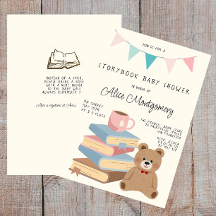 Invitación Baby Shower con tema de Biblioteca de Cuentos de H