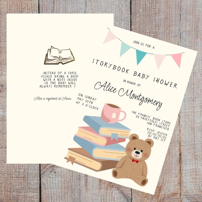 Invitación Baby Shower con tema de Biblioteca de Cuentos de H (Subido por el creador)