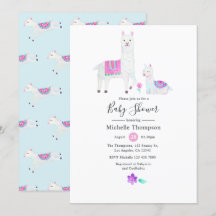 Baby Shower con tema de Llama en Acuarela Adorable