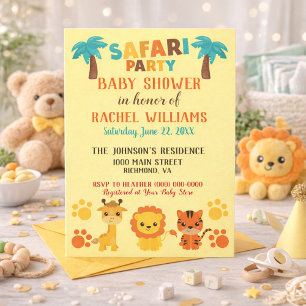 Invitación Baby Shower con tema de Safari neutro en cuanto al