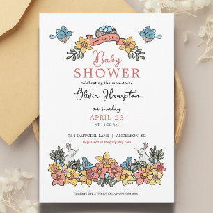 Invitación Baby Shower con temas de Pascua para Chicas