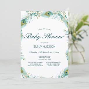Invitación Baby Shower con temas de Peacock editable