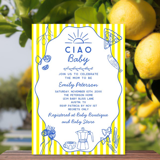 Invitación Baby Shower con temas italianos de la bebé de ciao (Subido por el creador)