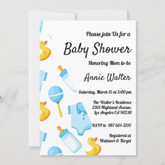 Invitación Baby Shower con temática de pato y barco
