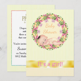 Invitación Baby Shower con tira amarilla