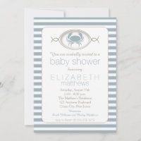 Invitación Baby Shower con tiras de cangrejo náuti