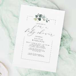 Invitación Baby Shower con un guión elegante de vegetación mi