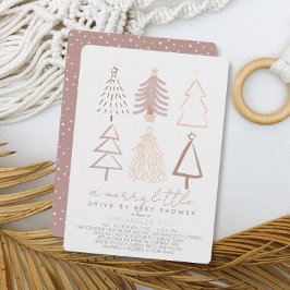 Invitación Baby Shower conduce a los árboles de navidad rosad