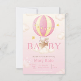 Invitación Baby Shower conejito rosa