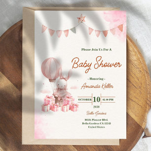 Invitación Baby Shower conejito rosa