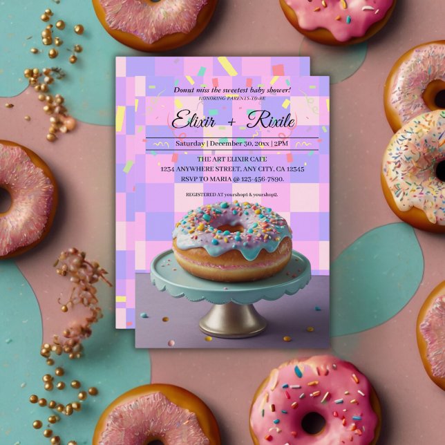 Invitación Baby Shower controlado por salpicaduras de donut m (Subido por el creador)