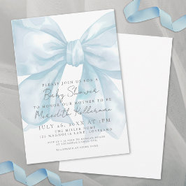 Invitación Baby Shower Coquette Blue Bow