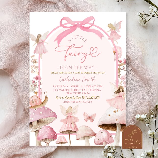Invitación Baby Shower Coquette White and Pink Fairy (Subido por el creador)