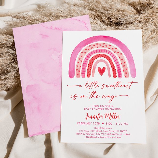 Invitación Baby Shower corazón del corazón del arcoiris de Bo (Subido por el creador)