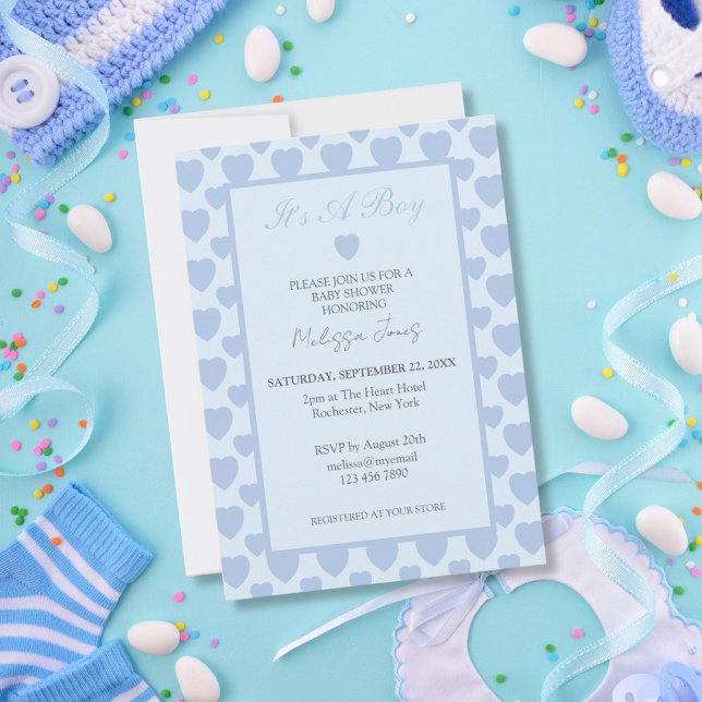 Invitación Baby Shower Corazones Azules  (Subido por el creador)