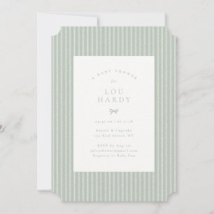 Invitación Baby Shower Cottagecore Espiga Polvo Verde Musgo