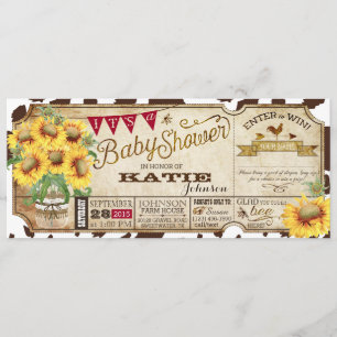 Invitación Baby Shower Country Sunflower and Cow Print