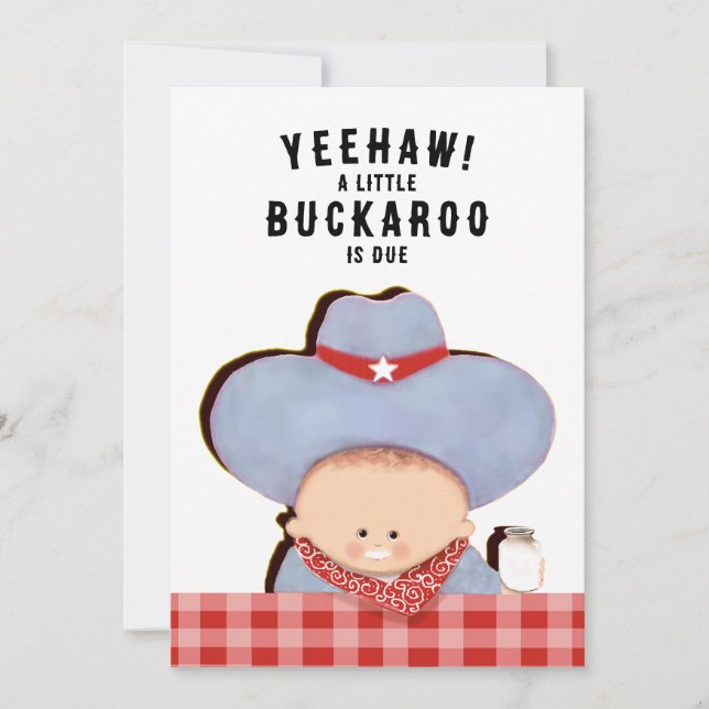 Invitación Baby Shower Cowboy Western (Anverso)