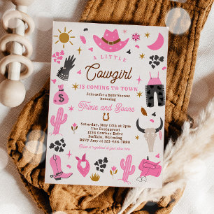 Invitación Baby Shower Cowgirl Wild West Rodeo Ranch
