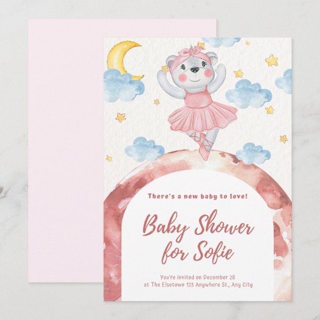 INVITACIÓN BABY SHOWER CUTE ANIMAL (Anverso / Reverso)